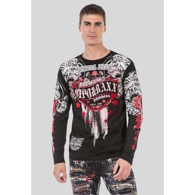 T-Shirt CIPO & BAXX "Cipo & Baxx Sweatshirts", Herren, Gr. L, schwarz, Obermaterial: 95% Baumwolle CO. 5% Elasthan EL., regular fit, Shirts T-Shirt, mit coolem Print