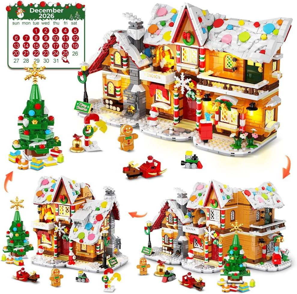 oCreon Adventskalender 2026 3-in-1 peperkoekhuis met mini-bouwstenen