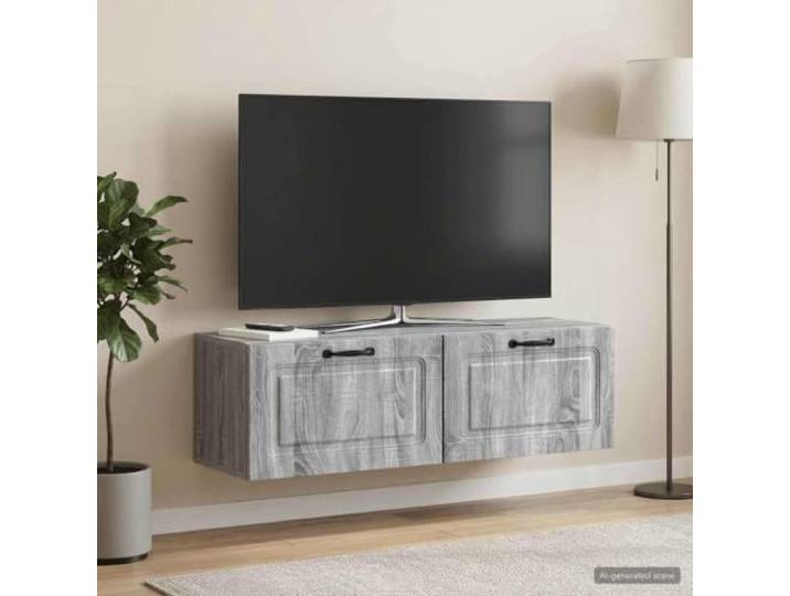 Wandmontierter TV-Schrank Graues Sonoma 98x31x30 cm Entertainment-Center Kompakte Wandmontage, vielseitige Regale, Kabelmanagement, robuste Konstruktion, modernes Sonoma-Design