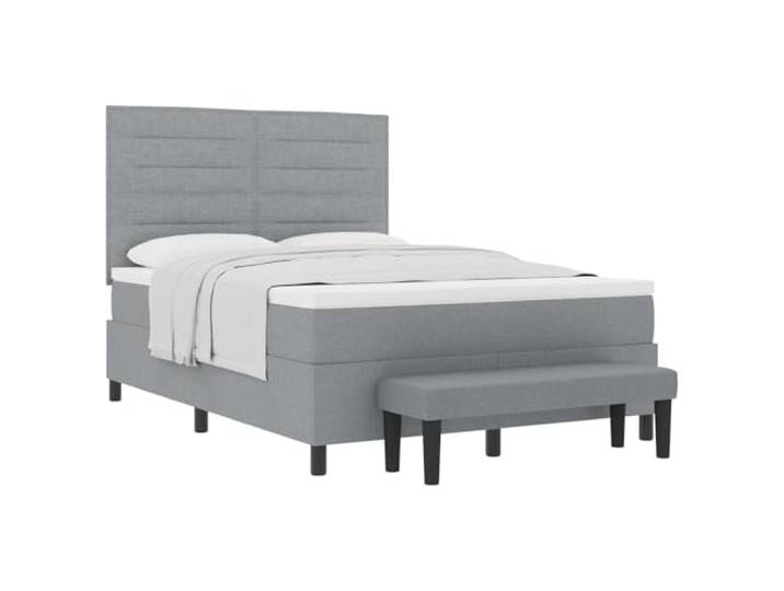 KKgypkn Boxspringbett mit verstellbarem Kopfteil Hellgrau 160x200 cm Stoff, mittelfeste Matratze mit Schaumfüllung, Holzwerkstoffrahmen