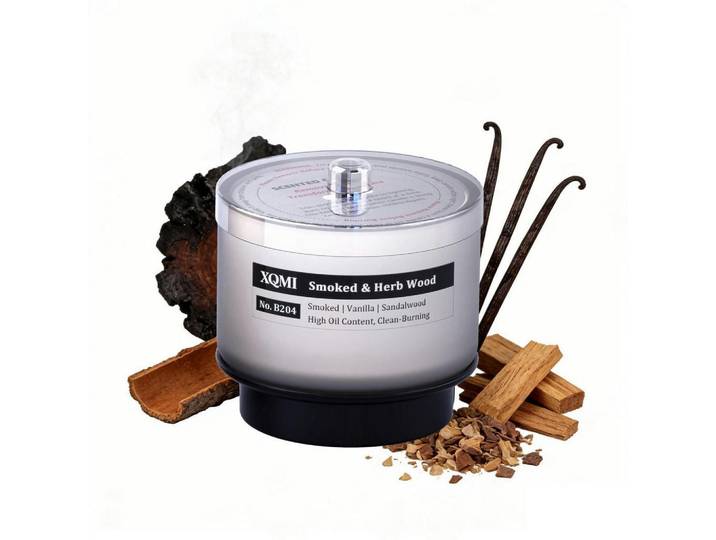 Duftkerze Smoked & Herb Wood mit Holzdocht, Braun, Glas, 11 cm, Dekoration, Kerzen & Kerzenhalter, Duftkerzen