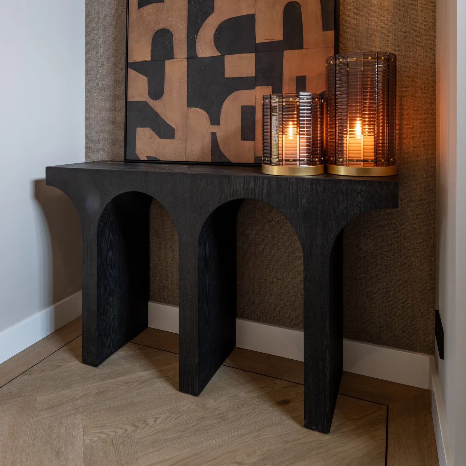 Richmond Interiors Ashford Sidetable Eiken, Donkerbruin, Breedte: 140 cm