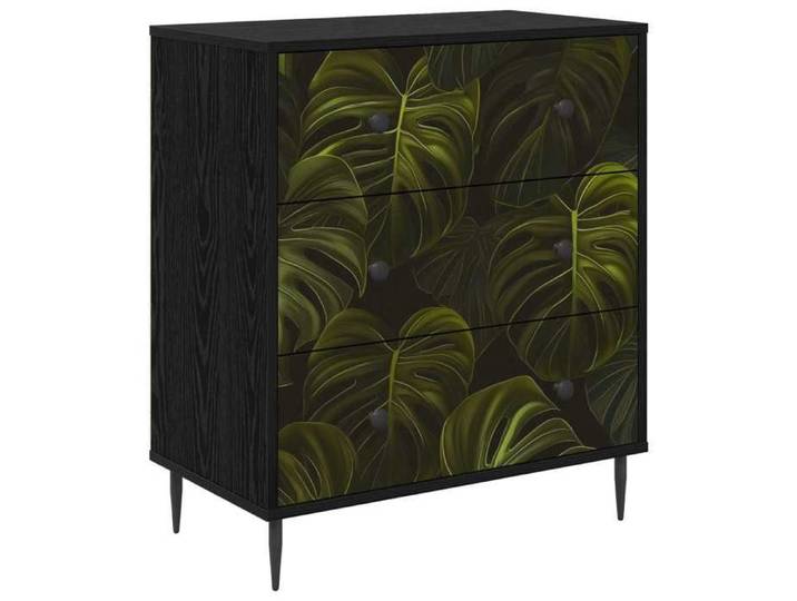 NEW Meuble stockage - vidaxL - Commode ELBURG Impression de feuille de palmier Chêne noir - facile à nettoyer 54628