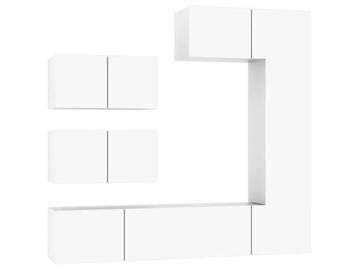RJPLMFV TV-Möbel-Set, 6-teilig, Weiß, Holz, Technik Wanddesign, große Aufbewahrung, glatte Oberfläche, stabil, einfache Montage