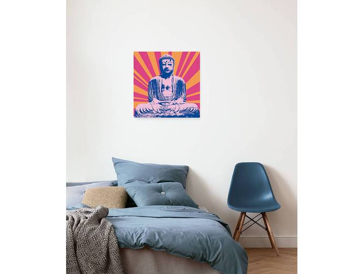 Impression sur toile Hippie Buddha Intissé de qualité allemande 155 g/m² tendue sur du bois massif de pin de haute qualité de 2 cm d’épaisseur