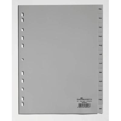 DURABLE 6507-10 Ordnerregister DIN A4 Vollformat Dez.-Jan. grau 12-teilig