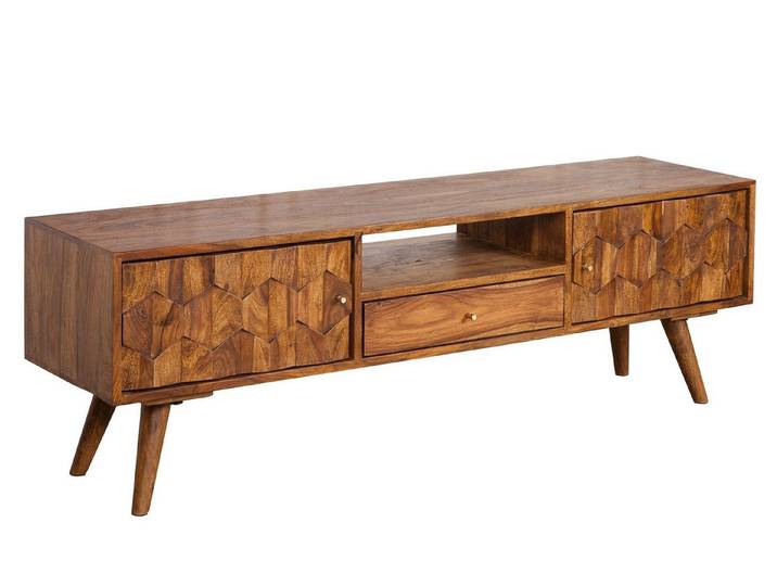 Licht-Erlebnisse TV-Board JAKARTA, Holz massiv 140 x 45 cm Retro Design