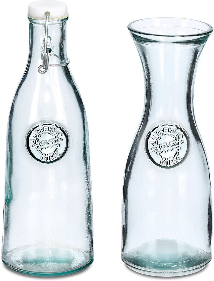 Karaffe ZELLER PRESENT, transparent, H:28cm Ø:10cm, Glas, Kunststoff, Karaffen, Karaffe, Recycled Glas transparent 990ml