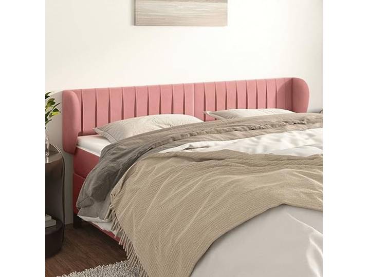 KTHLBRH Kopfteil aus rosafarbenem Samt, klassisches Design, elegantes Design, weich und luxuriös, mit Beinen aus robustem Holz, höhenverstellbar, ideale Rückenunterstützung