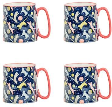 10 Strawberry Street Bella Animal Mugs, Set of 4