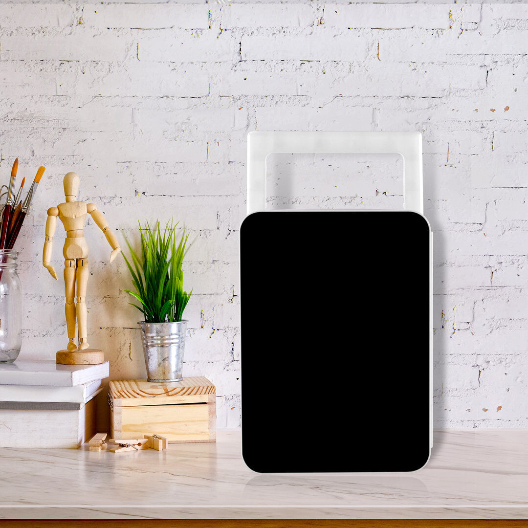 PULUOMIS 10L Mini Fridge with Glass Door, Portable Car Refrigerator with Cooler& Warmer, Countertop Mini Fridge with Handle Black/White 35cm H X 25cm W X 26.5cm D