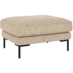 Hocker Corwin aus Stoff Bobby Beige, klassisch gepolstert, schwarzes Metallgestell, FSC-zertifiziert