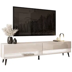 TV-SCHRANK CALANTE 180 cm auf schrägen schwarzen Beinen