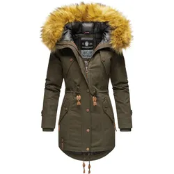 MARIKOO Damen Wintermantel stylischer Winterparka mit abnehmbarem Kunstfell Laviva Princess
