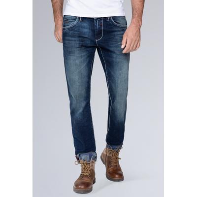 Regular-fit-Jeans CAMP DAVID, Herren, Gr. 30, Länge 30, blau, Denim/Jeans, Material: 99% Baumwolle, 1% Elasthan, Zusatz: Enthält nichttextile Teile tierischen Ursprungs (Badge), leichte Abriebeffekte, regular fit, Jeans, mit Kontrast-Riegel