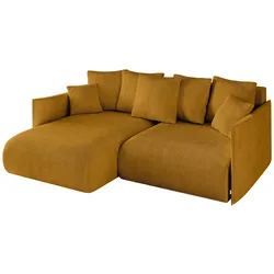 ECKSOFA Ottomane links ONESK-L 216x177x72 Senfgelb Cord