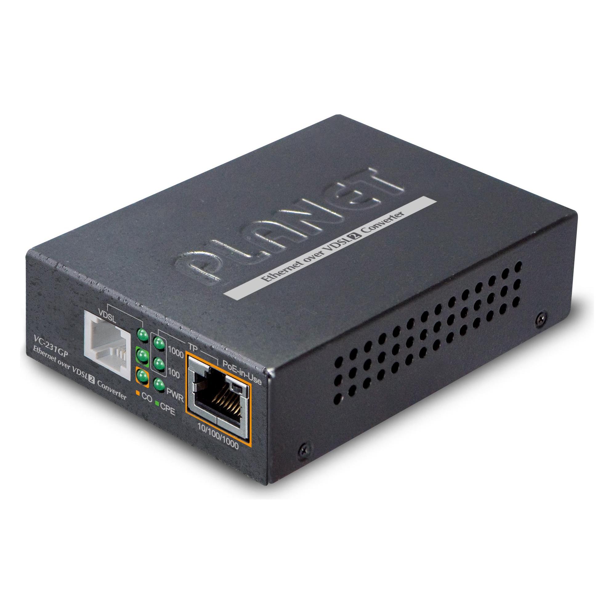 Planet 1-Port 10/100/1000T 802.3at PoE+ Ethernet to VDSL2 Converter Breitband Kommunikation (Konverter) (VC-231GP)