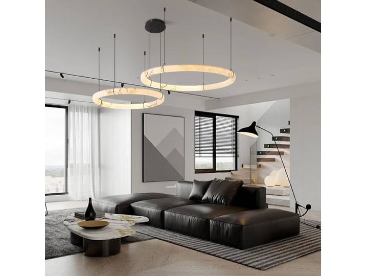 Led créatif moderne Imitation marbre plafond lustre lumières, décoration de chambre ronde lampe à main Lampen pour salon Foyer