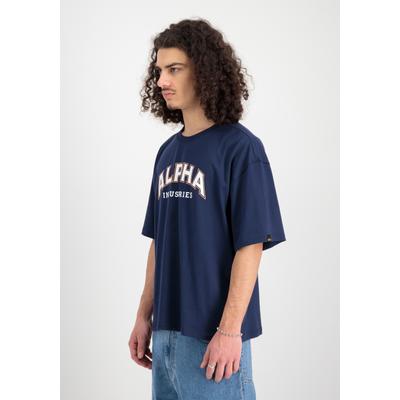 T-Shirt ALPHA INDUSTRIES "College T-Shirt", Herren, Gr. S, blau (ultra navy), Obermaterial: 100% Baumwolle, Shirts T-Shirt