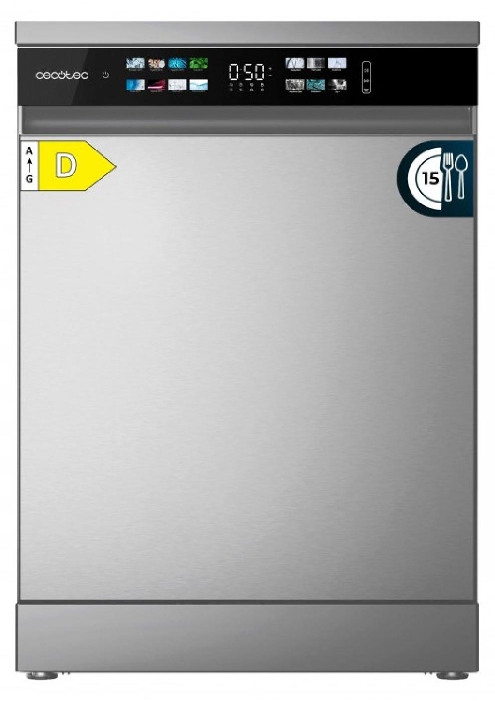 Cecotec Bolero Aguazero 6210 Inox D, Freistehend, Standardgröße (60 cm), Edelstahl, Berührung, Schublade, 15 Maßgedecke