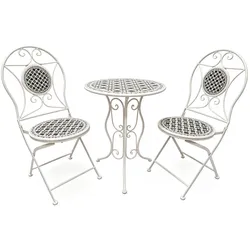 HTI-Living, Gartentisch + Balkontisch, Tischgruppe Petunia Metall 3-teilig „Black and White“
