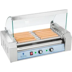 Royal Catering Hot Dog Maker Grill Hot Dog Gerät Hotdog Rollen Grill Edelstahl 1400 W 7 Rollen, Fun Kitchen, Silber
