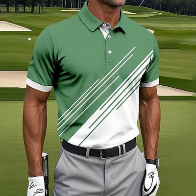 Herren Golf Linie Polo Sport-Poloshirts Kurzarm Polo-Shirts Hemden mit Kragen Lässig Athleisure Knöpfe Sommer Schwarz Rosa Blau