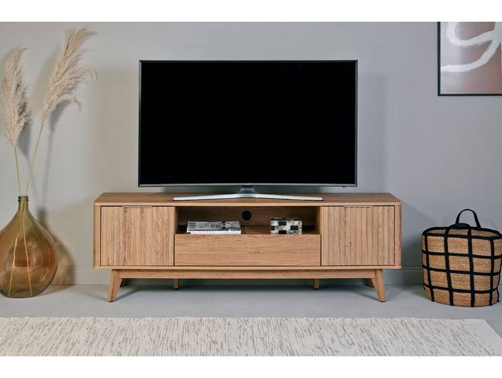 TV-Board JAHNKE WAVE TV 170 , braun (montana eiche), B:169,5cm H:54,4cm T:39,8cm, Holzwerkstoff, Sideboards, TV-Board, TV-Board, Retro-Stil, Front in Wellendesign, Breite ca. 170 cm