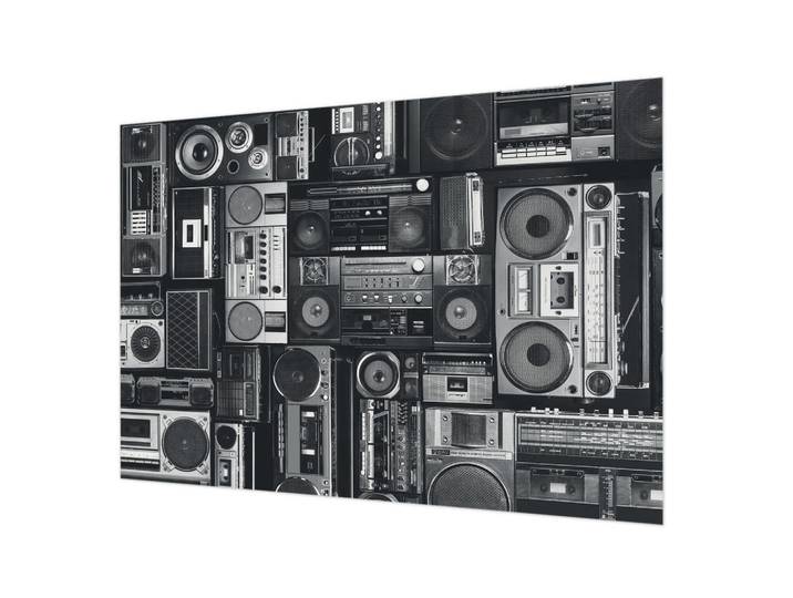 Wallfluent Fototapete 312x219 cm - Retro-Radio, Schwarz, 312x219 cm, Tapeten & Wandverkleidungen, Fototapeten