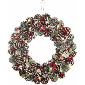 Böttcher-AG Weihnachtskranz ZX6081910, Türkranz, Ø 44 cm, Tannenzweige aus Kunststoff, mit 30 LEDs, batteriebetrieben