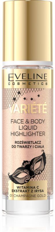 Eveline Cosmetics Variété liquid highlighter for face and body shade 01 Sparkling Wine Gold 30 ml