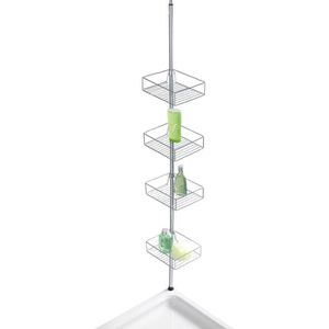 Wenko Duschablage Teleskopregal Domaso, Edelstahl, zum Klemmen, Eckregal, Edelstahl, 25 x 65-275 cm