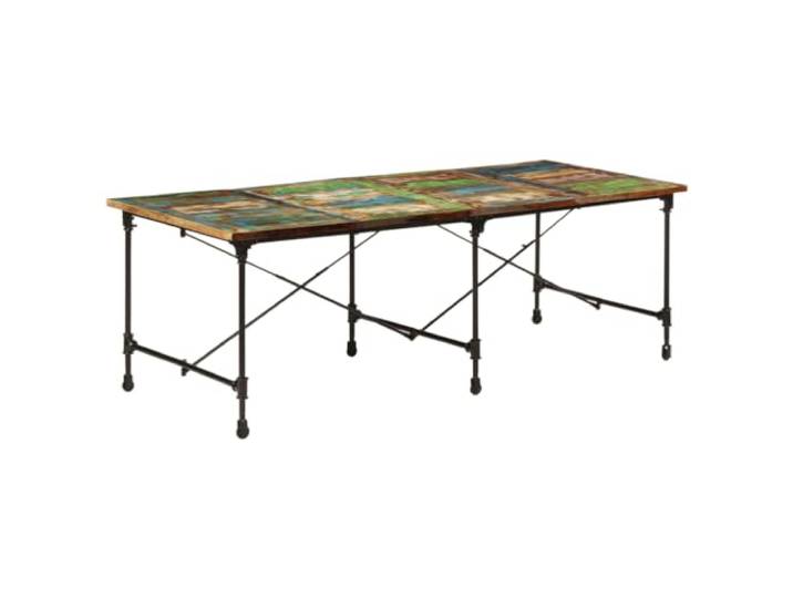 HEFZGDB Esstisch aus Massivholz Altholz 220x90x77 cm Industrieller Look mit Metallgestell für Esszimmer Küche Stabile Tischplatte Einfache Reinigung