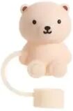 Perfect Picks Market """Cute Teddy Bear Silicone Straw Cover For Stanley Cup Silicone Dust Plug For Straw Protection, Design"" beige"