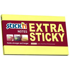 Stickn Haftnotizen Extra Sticky Notes, neongelb, 76 x 127mm, selbstklebend, 90 Blatt