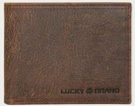 Lucky Brand Double Stitched Leather Bifold Wallet - Women's Accessories Clutch Wallet in Dark Brown, Size OneSize