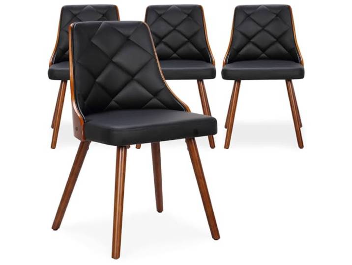 Menzzo Lot de 4 chaises scandinaves Lalix Bois Noisette et Noir