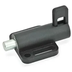 Federriegel, Führung Zink-Druckguss / Raststift Stahl, mit Anschraubflansch (416-6-38-S)