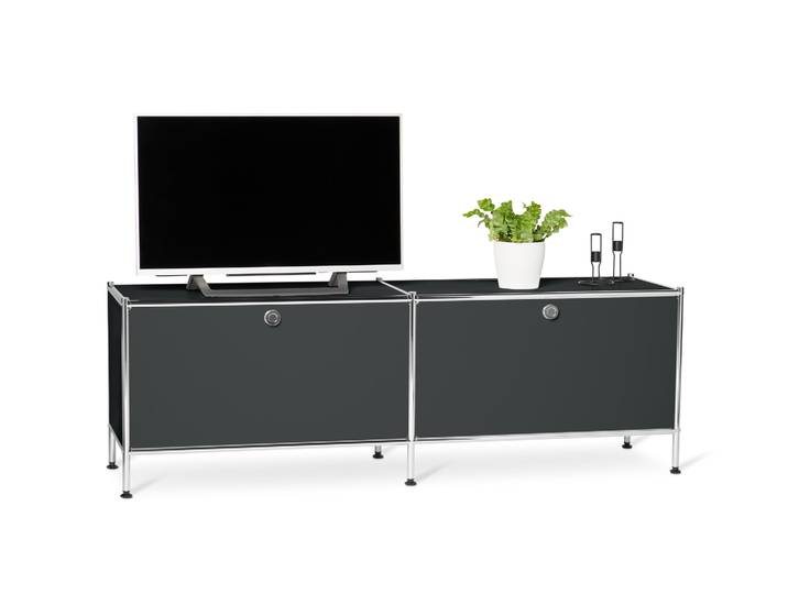 Tchibo - Lowboard Metall »Cn3« mit Klappenfächern - 152x40x51,5cm - schwarz -