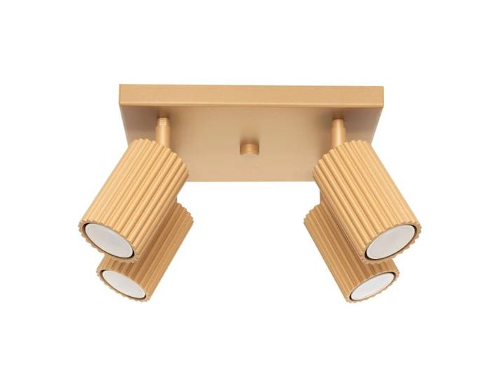Plafonnier carré avec 4 spots orientables, finition doré