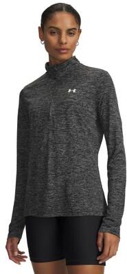 Under Armour Women's Tech Twist 1/2-Zip Athletic in Black/White, Size Large, Polyester