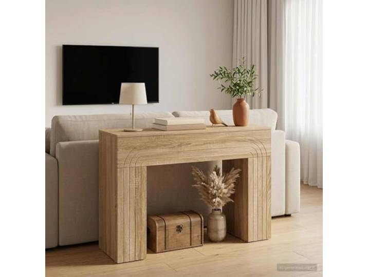 KFPOERTFGD Couchtisch Sonoma-Eiche 102 x 35 x 75 cm Wohnzimmertisch Holz Rechteckige Form, Quadratische Beine, Feuchtigkeitsbeständig