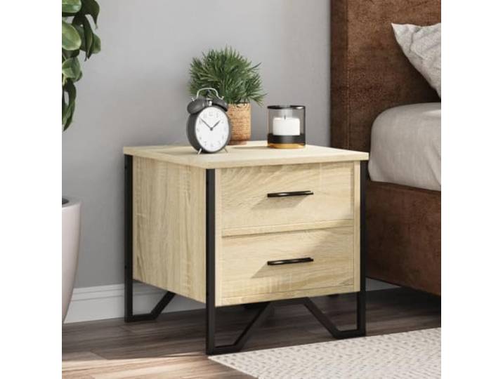HEFZGDB Nachttische 2 STK. Sonoma-Eiche 40x41x40 cm Holzwerkstoff mit Zwei Schubladen und Metallbeinen für Stauraum und Stabilität, Elegantes Design für Wohnzimmer und Schlafzimmer
