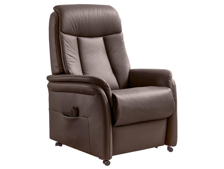 Valdera Fernsehsessel, Dunkelbraun, Kunststoff, Echtleder, Rindleder, 74x107x84 cm, Goldenes M, Lederauswahl, Stoffauswahl, Relaxfunktion, Aufstehhilfe, Wohnzimmer, Sessel, Fernsehsessel
