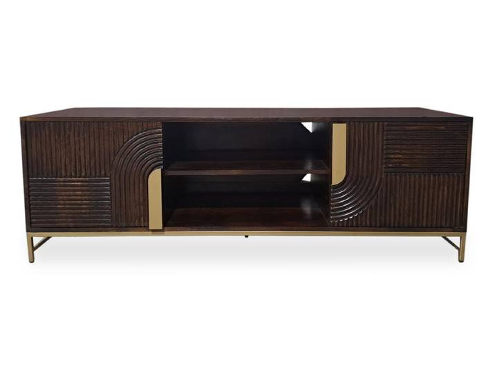 TV Board 150cm 'Marvello' Mango mahagoni & Metall goldfarbig hängend oder stehend