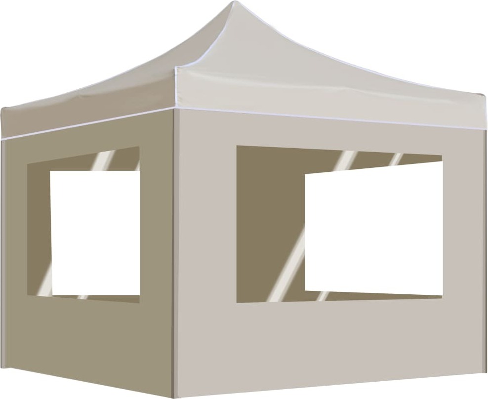 Profi-Partyzelt Faltbar mit Wänden Aluminium 3x3 m Creme