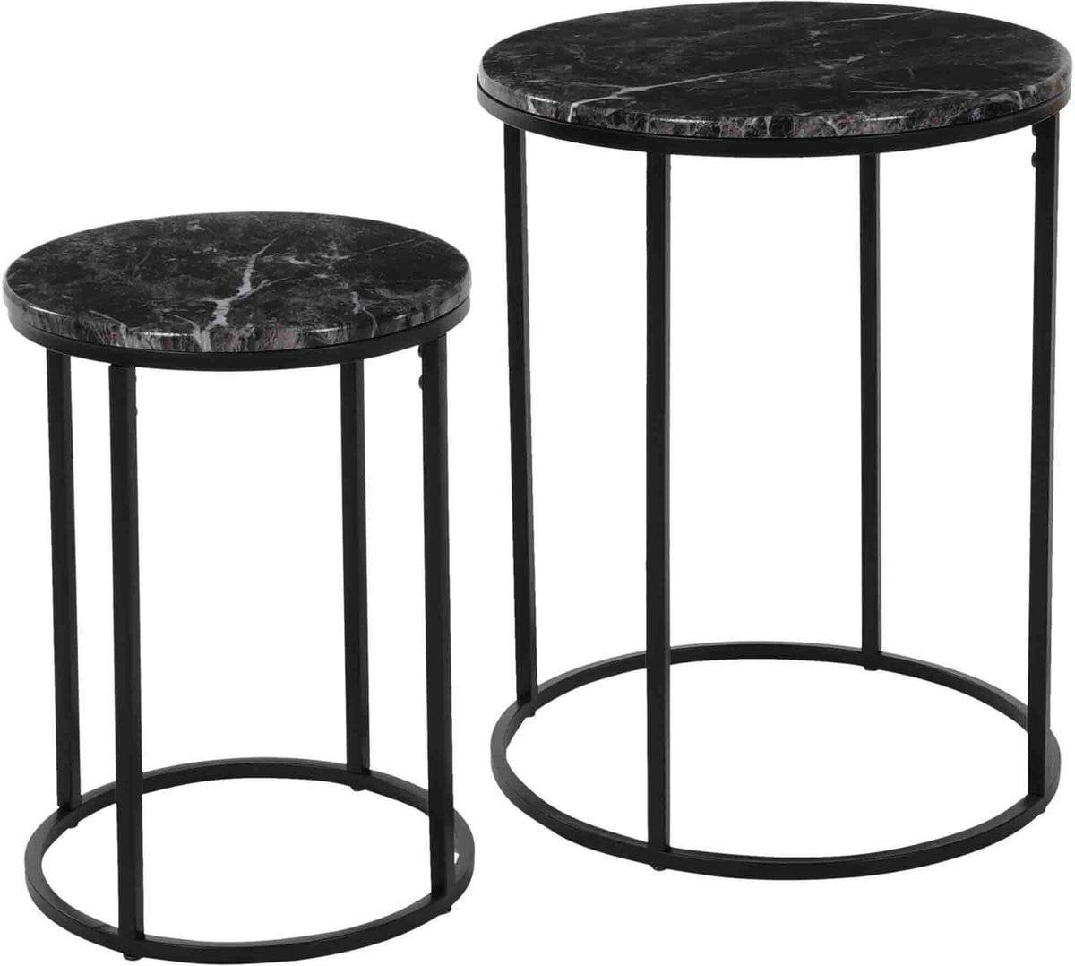 H&S Collection Bijzettafelset 2 stuks zwart