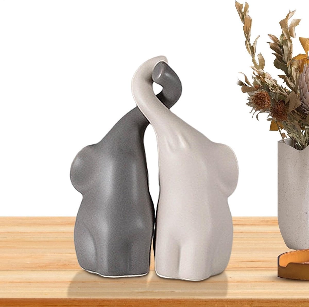 Wit Keramisch Olifant Decoratie Beeld Set voor op Tafel