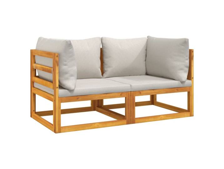 vidaXL Sofaelement Modular-Ecksofas 2 Stk. mit Hellgrauen Kissen Massivholz (1 St)