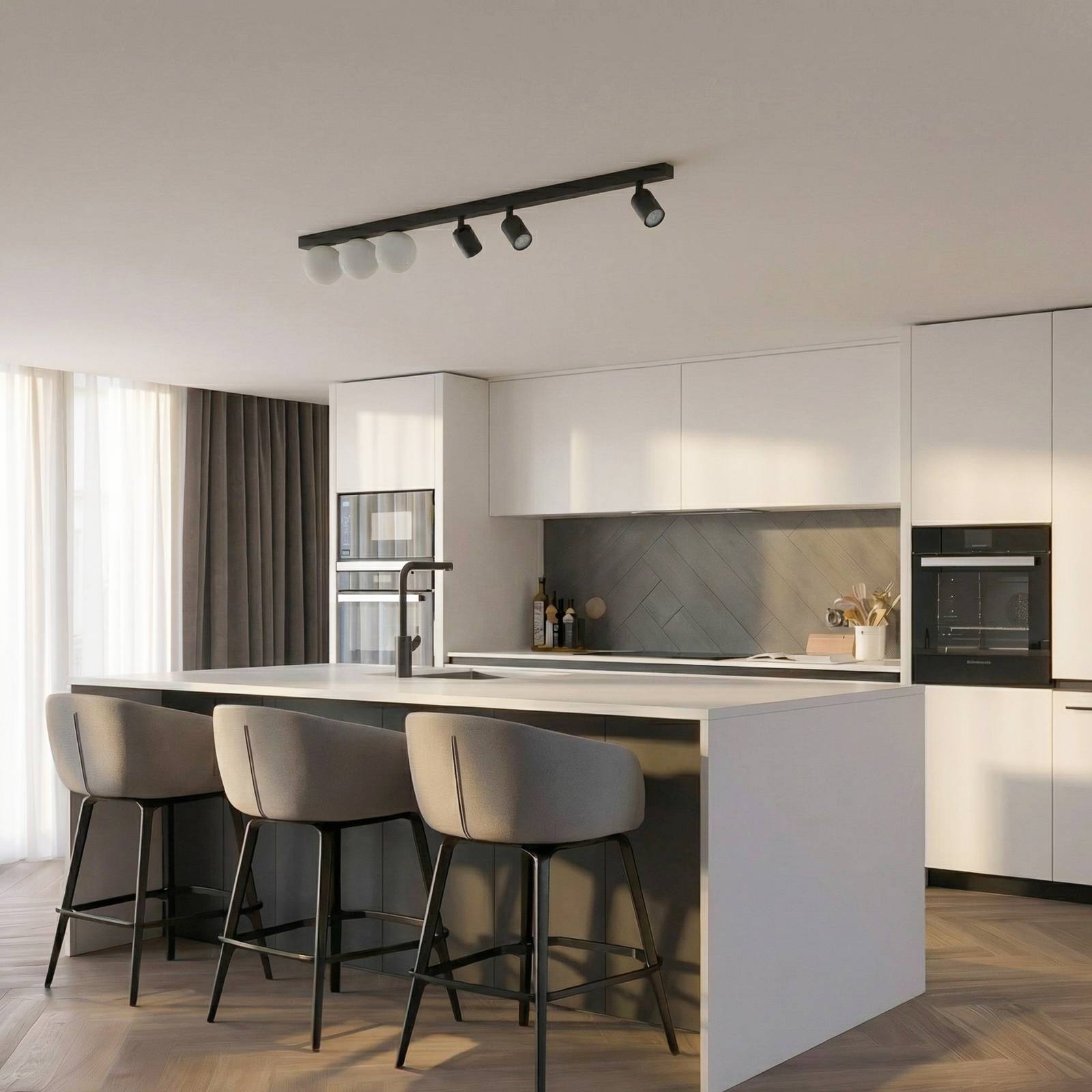 Deckenlampe Vox TK Lighting, dimmbar, schwarz, für Wohn- / Esszimmer, Glas, Deckenlampe